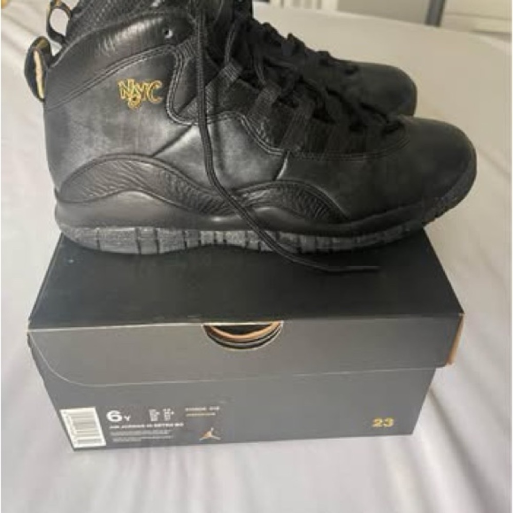 Jordan Retro 10 Black and Gold Sneakers 6Y